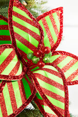 23" x 12" Green and Red Stripe Poinsettia Stem