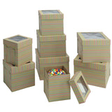 Striped Party Cake Box, with Window, 8 Inch Deep, 12 x 12 x 8 inch Deep
