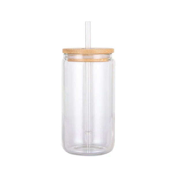 16Oz Clear Glass Tumbler Glass Fabric - Clear, Double Wall Insulated, 16 Oz (1 Unit)