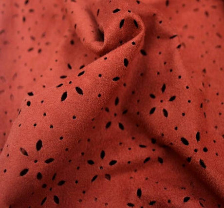 Suede Knit Punching 100 Percent Polyester Fabric - Solid Rust, 58/60" Width