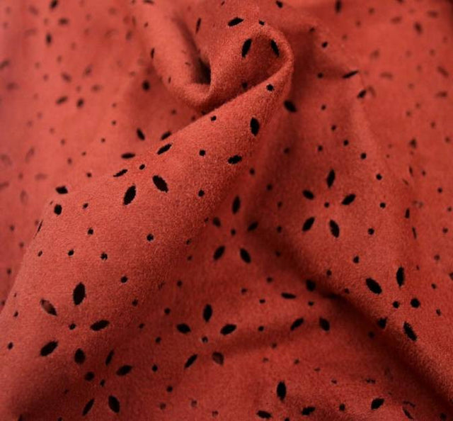 Suede Knit Punching 100 Percent Polyester Fabric - Solid Rust, 58/60" Width