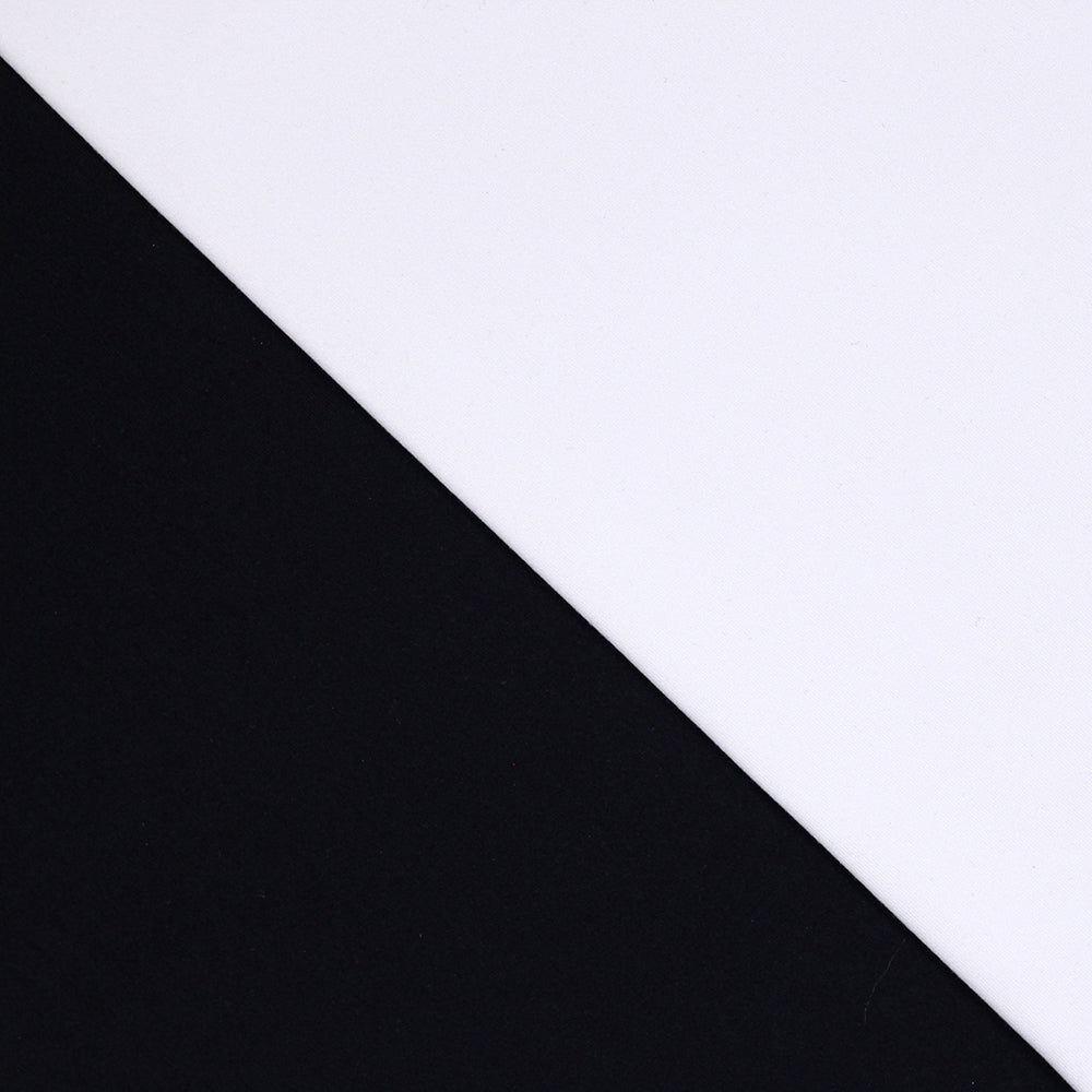 Sueded Poly Interlock Polyester Spandex Fabric - Black/White Solid, 58-60" Width (1 Yard)