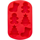 Wilton Christmas Stocking, Tree and Gingerbread Boy Silicone Baking and Candy Mold, 6-Cavity