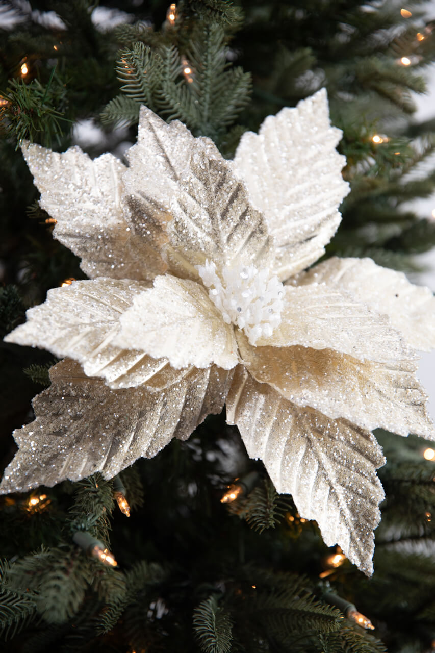 22” x 13" Champagne Metallic Poinsettia Stem