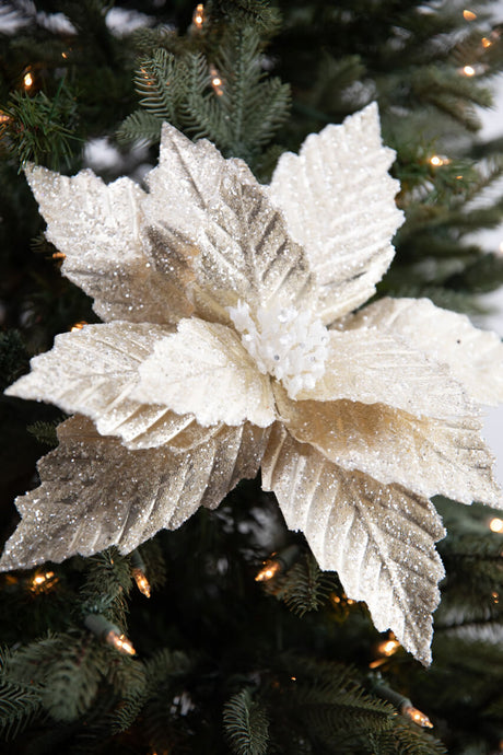 22” x 13" Champagne Metallic Poinsettia Stem
