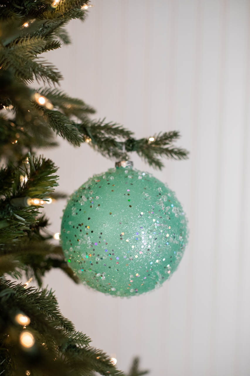 15cm Ice Sugared Gumdrop Ball Ornament Mint Green