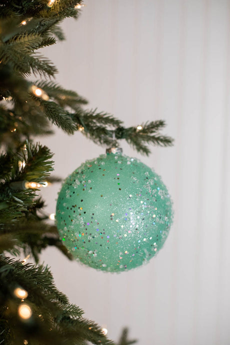 15cm Ice Sugared Gumdrop Ball Ornament Mint Green