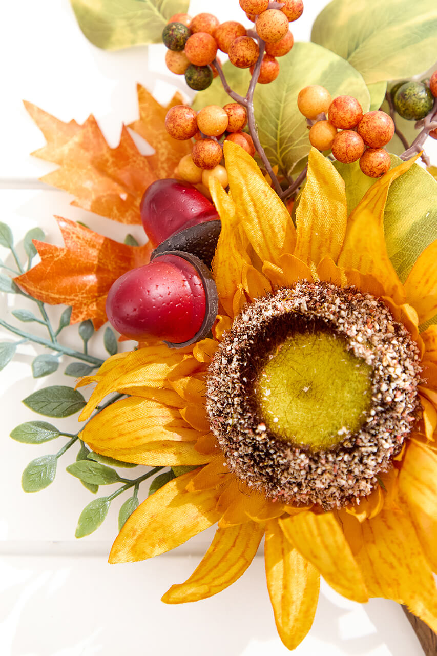 14" Sunflower, Berry & Leaves Pick