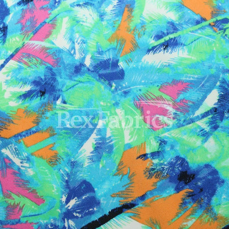 Sunset At The Beach Nylon Spandex Fabric - Assorted Colors, Tropical Palm Tree Print, 58/60" Width (1 Yard)