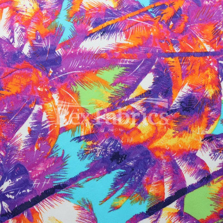 Sunset At The Beach Nylon Spandex Fabric - Assorted Colors, Tropical Palm Tree Print, 58/60" Width (1 Yard)