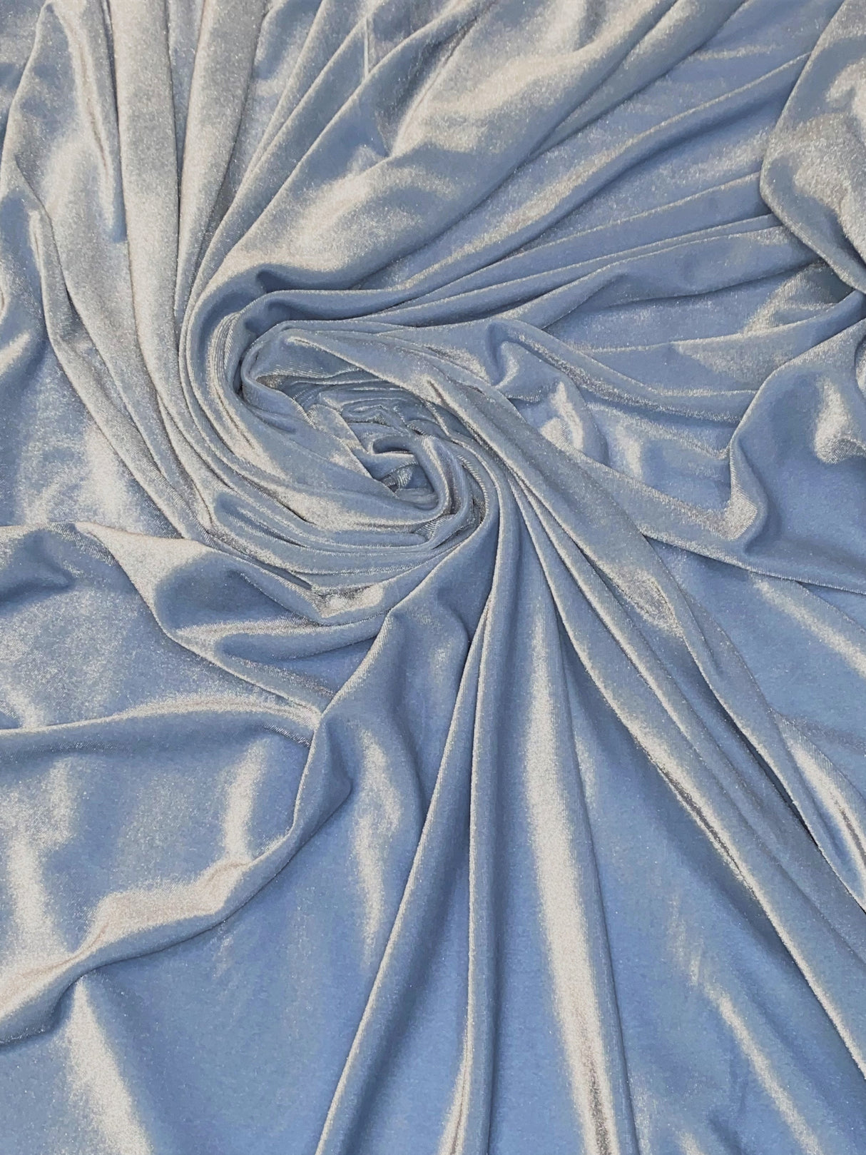 Baby Blue Polyester Spandex Stretch Velvet Fabric - Baby Blue, Solid, 58"-60" Width (1 Yard)