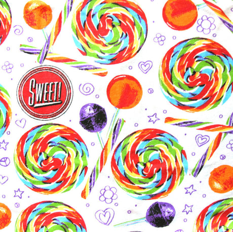 Cotton Knit Fabric Sweet Lollipop Candy Print