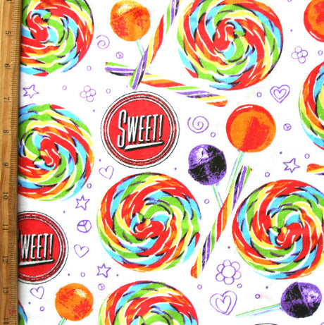 Cotton Knit Fabric Sweet Lollipop Candy Print