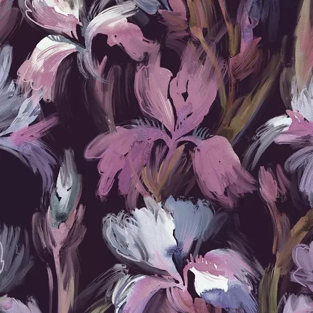 Printed Spandex Floral Brushstrokes