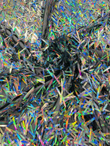 Sword Sequin Sequins Fabric - Iridescent Multi Color Sword Design, 50-54" Width (1 Yard)
