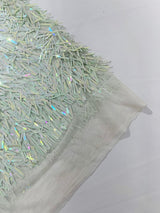 Sword Sequin Sequins Fabric - Iridescent Multi Color Sword Design, 50-54" Width (1 Yard)