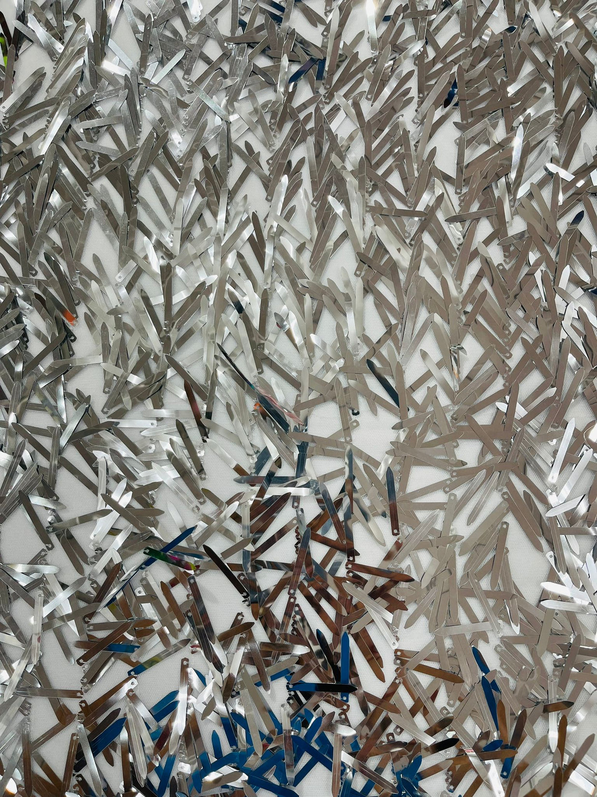 Sword Sequin Sequins Fabric - Iridescent Multi Color Sword Design, 50-54" Width (1 Yard)
