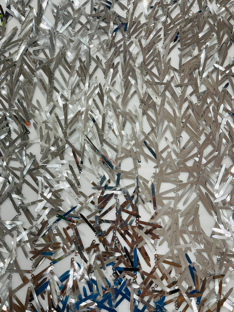 Sword Sequin Sequins Fabric - Iridescent Multi Color Sword Design, 50-54" Width (1 Yard)