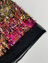 Sword Sequin Sequins Fabric - Iridescent Multi Color Sword Design, 50-54" Width (1 Yard)