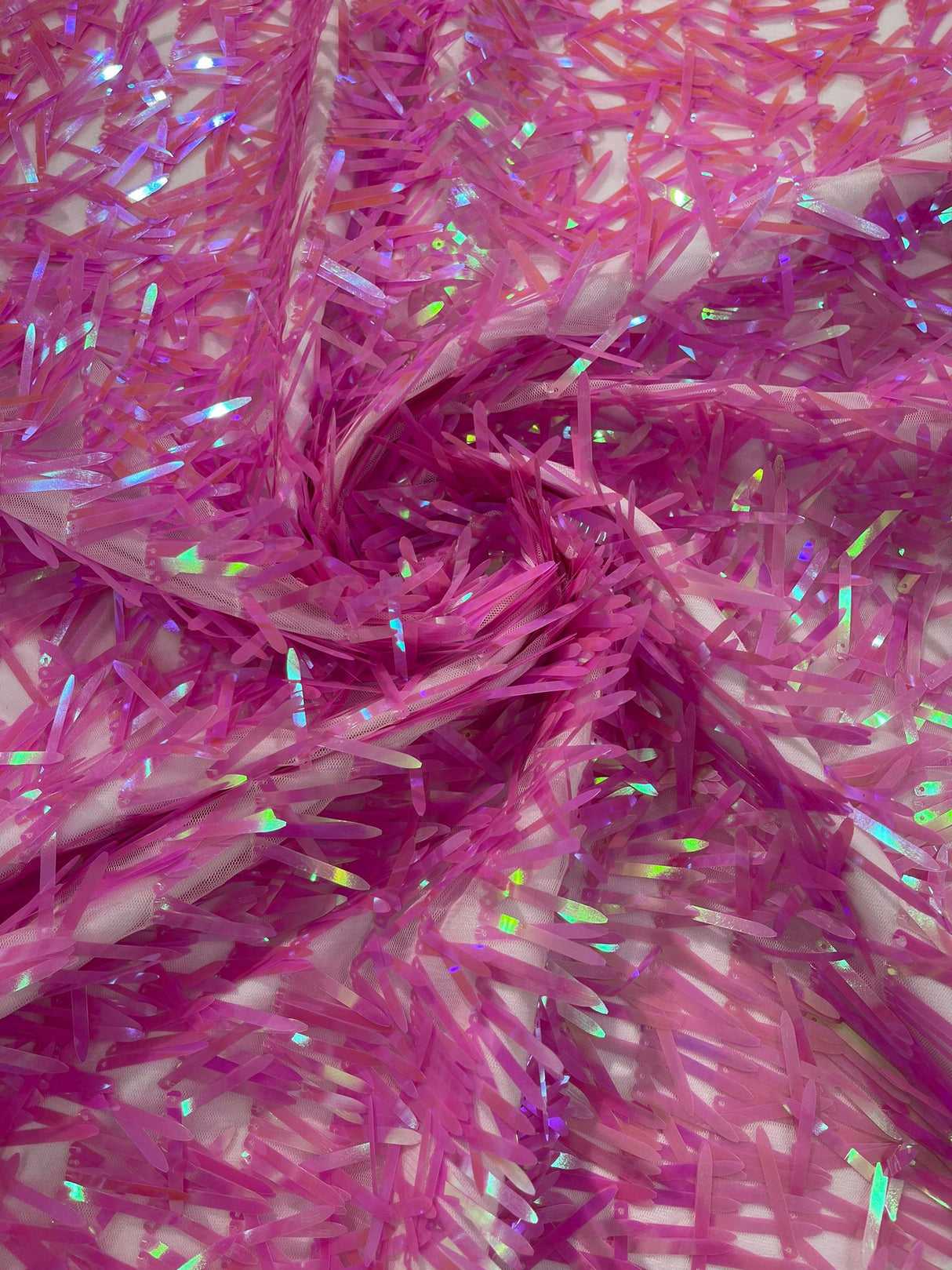 Sword Sequin Sequins Fabric - Iridescent Multi Color Sword Design, 50-54" Width (1 Yard)