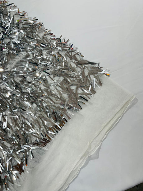 Sword Sequin Sequins Fabric - Iridescent Multi Color Sword Design, 50-54" Width (1 Yard)