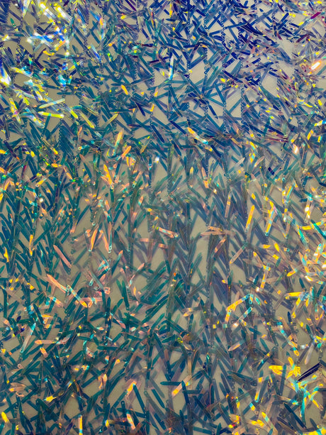 Sword Sequin Sequins Fabric - Iridescent Multi Color Sword Design, 50-54" Width (1 Yard)