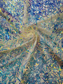 Sword Sequin Sequins Fabric - Iridescent Multi Color Sword Design, 50-54" Width (1 Yard)