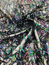 Sword Sequin Sequins Fabric - Iridescent Multi Color Sword Design, 50-54" Width (1 Yard)