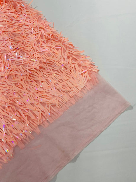 Sword Sequin Sequins Fabric - Iridescent Multi Color Sword Design, 50-54" Width (1 Yard)