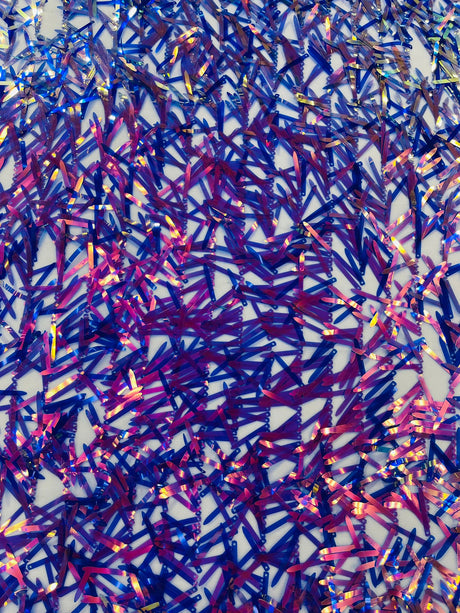 Sword Sequin Sequins Fabric - Iridescent Multi Color Sword Design, 50-54" Width (1 Yard)