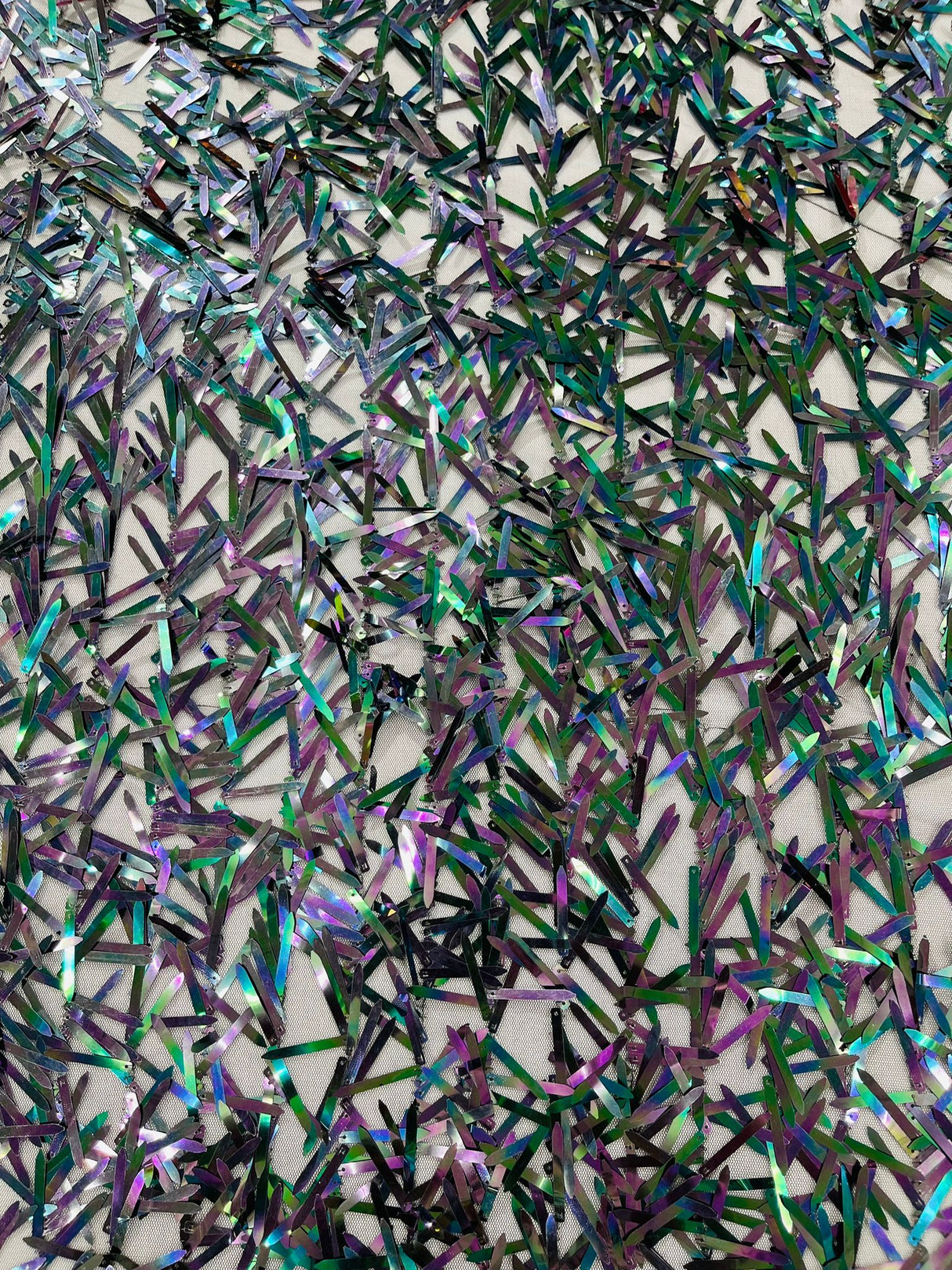 Sword Sequin Sequins Fabric - Iridescent Multi Color Sword Design, 50-54" Width (1 Yard)