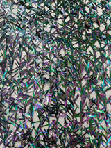 Sword Sequin Sequins Fabric - Iridescent Multi Color Sword Design, 50-54" Width (1 Yard)