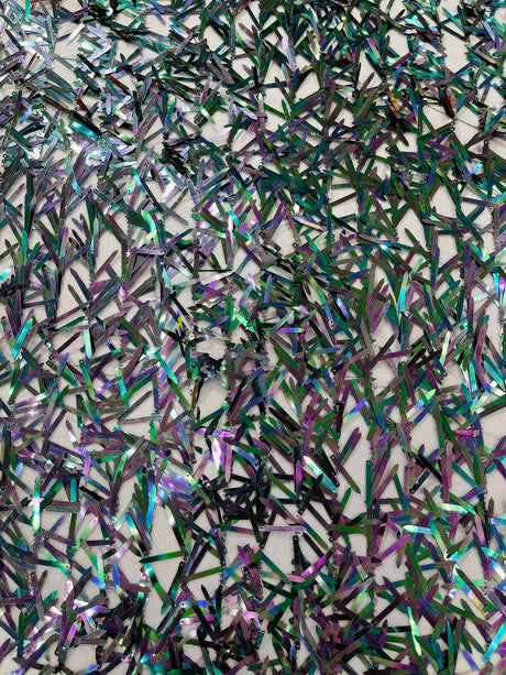 Sword Sequin Sequins Fabric - Iridescent Multi Color Sword Design, 50-54" Width (1 Yard)