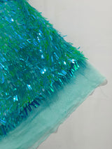 Sword Sequin Sequins Fabric - Iridescent Multi Color Sword Design, 50-54" Width (1 Yard)