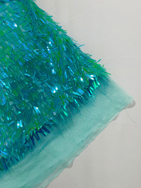 Sword Sequin Sequins Fabric - Iridescent Multi Color Sword Design, 50-54" Width (1 Yard)