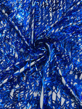 Sword Sequin Sequins Fabric - Iridescent Multi Color Sword Design, 50-54" Width (1 Yard)
