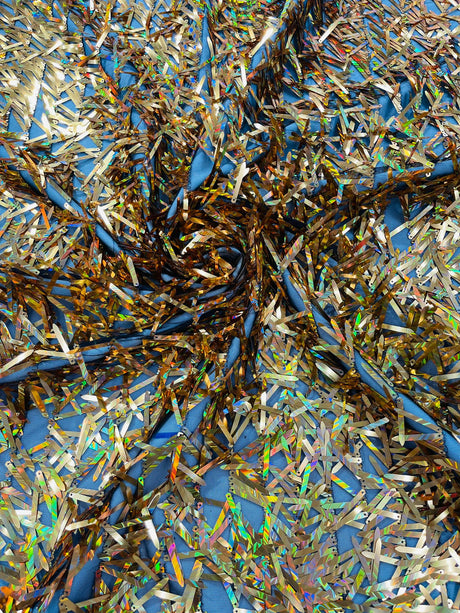 Sword Sequin Sequins Fabric - Iridescent Multi Color Sword Design, 50-54" Width (1 Yard)