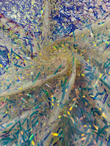 Sword Sequin Sequins Fabric - Iridescent Multi Color Sword Design, 50-54" Width (1 Yard)