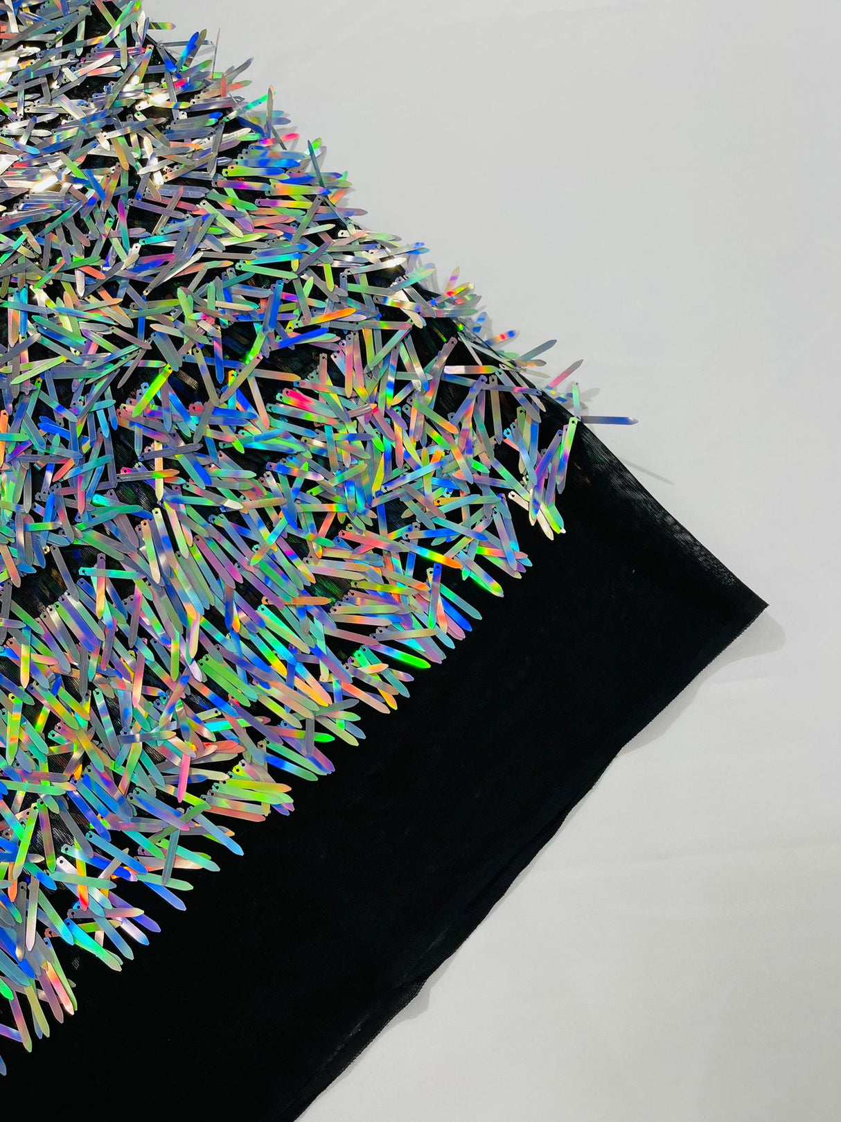 Sword Sequin Sequins Fabric - Iridescent Multi Color Sword Design, 50-54" Width (1 Yard)