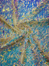 Sword Sequin Sequins Fabric - Iridescent Multi Color Sword Design, 50-54" Width (1 Yard)