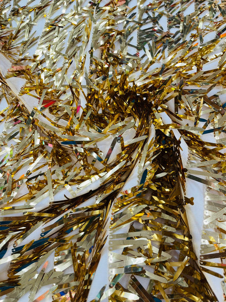 Sword Sequin Sequins Fabric - Iridescent Multi Color Sword Design, 50-54" Width (1 Yard)