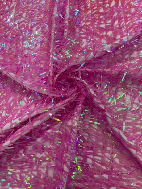 Sword Sequin Sequins Fabric - Iridescent Multi Color Sword Design, 50-54" Width (1 Yard)