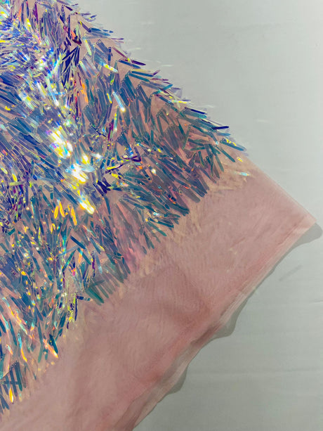 Sword Sequin Sequins Fabric - Iridescent Multi Color Sword Design, 50-54" Width (1 Yard)