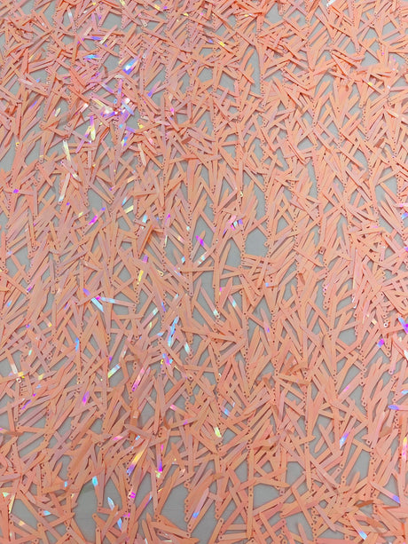 Sword Sequin Sequins Fabric - Iridescent Multi Color Sword Design, 50-54" Width (1 Yard)