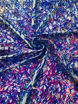 Sword Sequin Sequins Fabric - Iridescent Multi Color Sword Design, 50-54" Width (1 Yard)