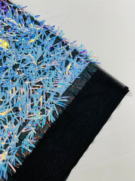 Sword Sequin Sequins Fabric - Iridescent Multi Color Sword Design, 50-54" Width (1 Yard)