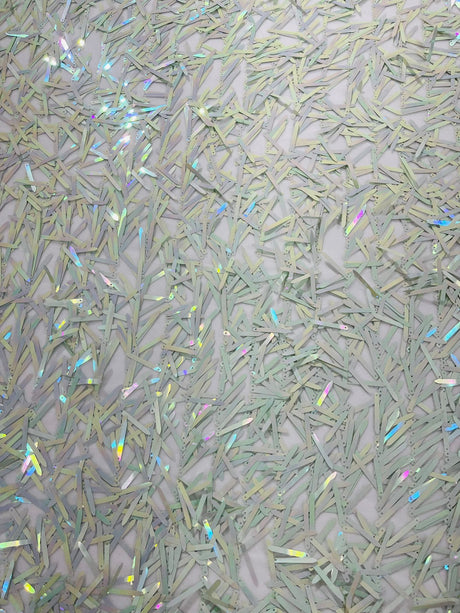 Sword Sequin Sequins Fabric - Iridescent Multi Color Sword Design, 50-54" Width (1 Yard)