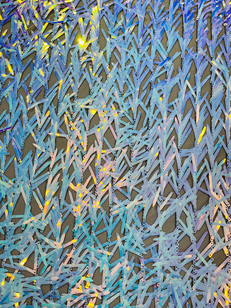 Sword Sequin Sequins Fabric - Iridescent Multi Color Sword Design, 50-54" Width (1 Yard)