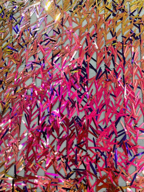 Sword Sequin Sequins Fabric - Iridescent Multi Color Sword Design, 50-54" Width (1 Yard)