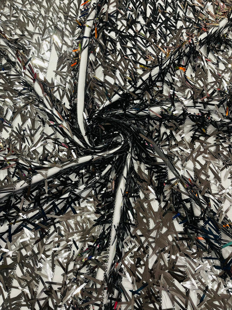 Sword Sequin Sequins Fabric - Iridescent Multi Color Sword Design, 50-54" Width (1 Yard)